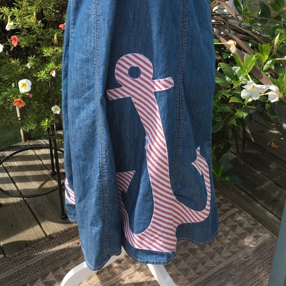 Axcess size 4 halter jean dress with a nautical theme - Picture 3 of 6